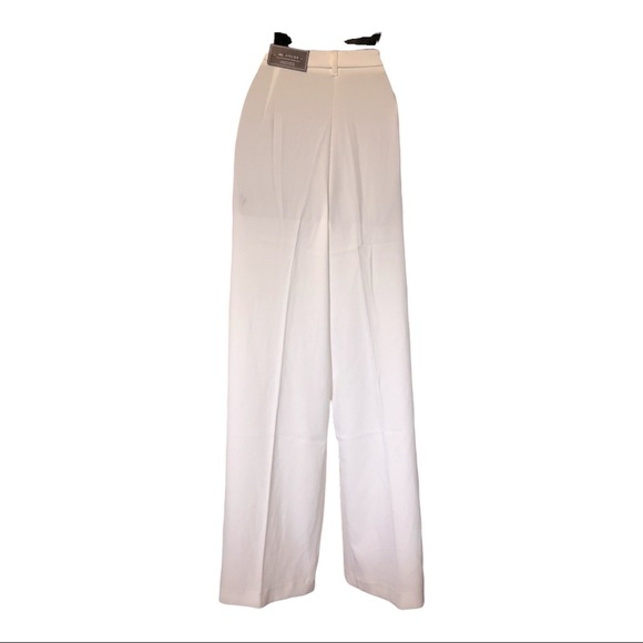 Off white ivory high waist hi-rise wide leg trouser slacks‎ pants new size large - Picture 1 of 14